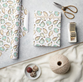 Kustvattenfärgen Oyster och Pearl Mönster Presentpapper