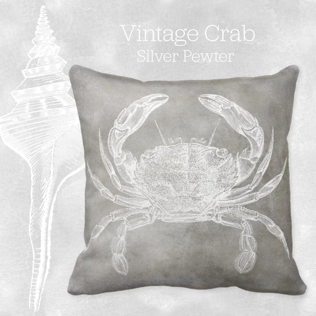 KustvattenfärgsCrab Silver Pewter-Neutralt Kudde (Skapare uppladdad)