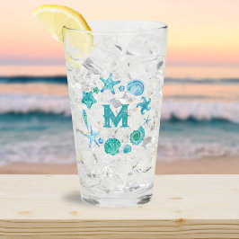 Kustvattenfärgssegeler och Starfish Monogram Glaskopp