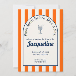 Kustvattenklostret Spritz Bachelorette Itinerary,  Inbjudningar