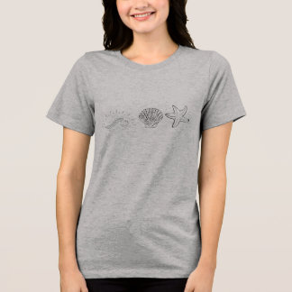 "Kustvibbar - Våg, snäckskal & sjöstjärna Linjekon T Shirt
