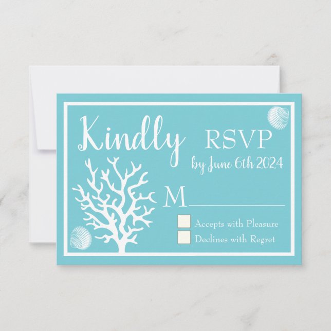 Kustvit havskoral och cyan Blue OSA Kort (Framsida)