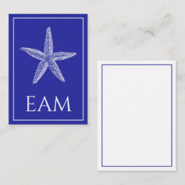 Kustvit starfisk på marinblått monogram anteckningskort