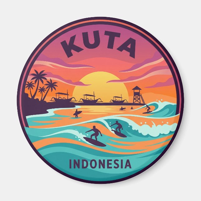Kuta Beach Indonesien Magnet (Framsidan)