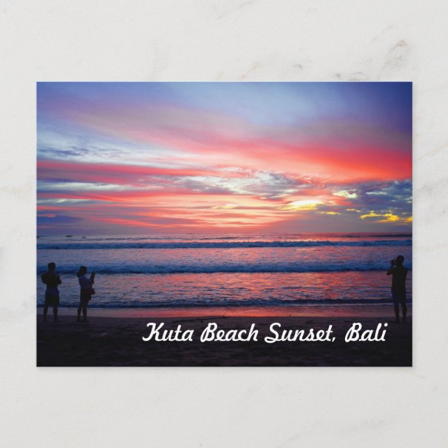 Kuta Beach Sunset, Bali Indonesia Vykort (Framsida)