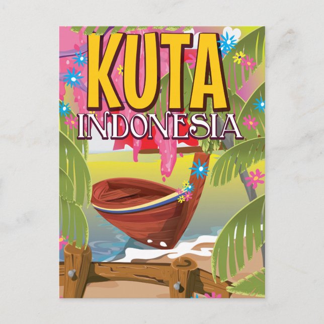 Kuta Indonesia-reseaffisch Vykort (Framsida)
