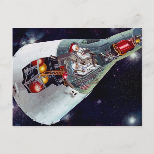 Kutaway en två personer Gemini-rymdfarkoster under Vykort (Framsida)