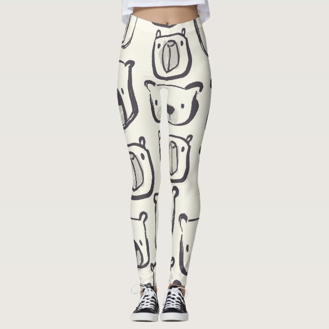 Kutbjörn, handdragen, sömlös mönster. leggings (Framsida)