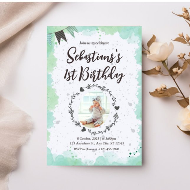 Kute 1:a födelsedagsinbjudan inbjudningar (Skapare uppladdad)