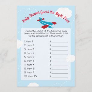 Kute Airplan Baby Shower gissar Högernas Prisa spe Inbjudningar