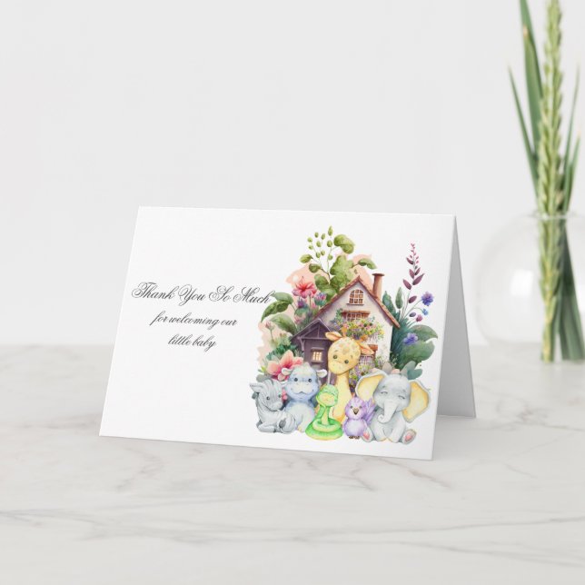 Kute Animals Baby Shower-mappat tackkort (Framsida)