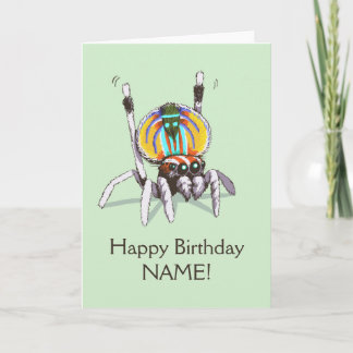 Kute, anpassat Peacock Spider Grattis på födelseda Kort