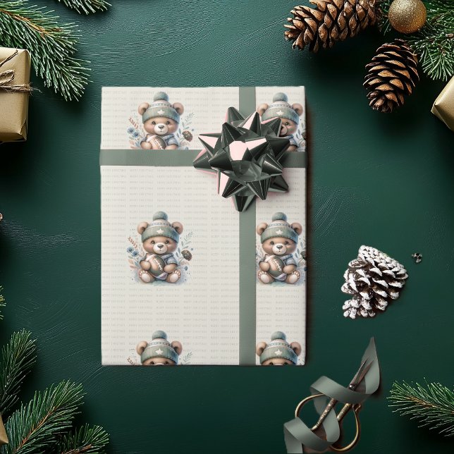 Kute Anpassningsbar Bear Presentpapper (Cute Custom Bear Wrapping Paper)