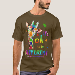 Kute Autism Awareness Giraffe Animal Det är okej T Shirt