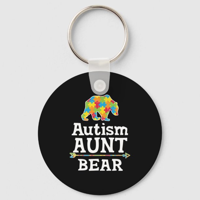 Kute Autism Awareness Moster Bear Nyckelring (Framsida)
