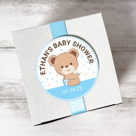 Kute Baby Bear Baby Shower Sticker (Rosa) Runt Klistermärke