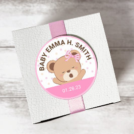 Kute Baby Bear Baby Shower Sticker (Rosa) Runt Klistermärke