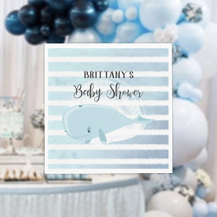 Kute Baby blue Whale Stripe Baby Shower Pappersservett