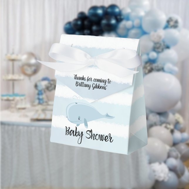Kute Baby blue Whale Stripe Baby Shower Presentaskar (Skapare uppladdad)