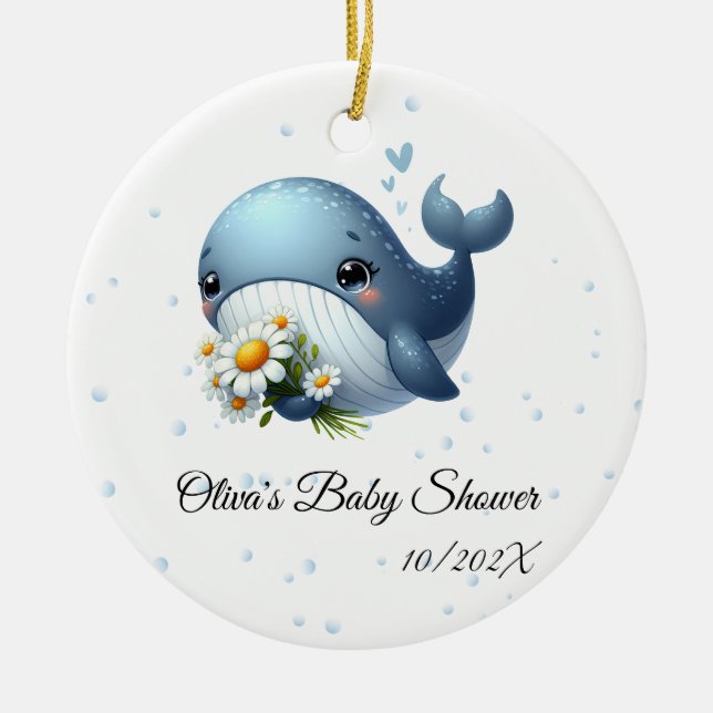 Kute Baby Whale Baby Shower Ornament (Framsidan)