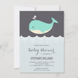 Kute Baby Whale Boy Shower-inbjudningar Inbjudningar