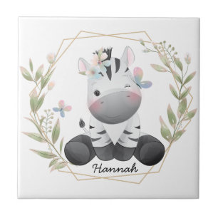 Kute Baby Zebra Flower WAN-namn Kakelplatta