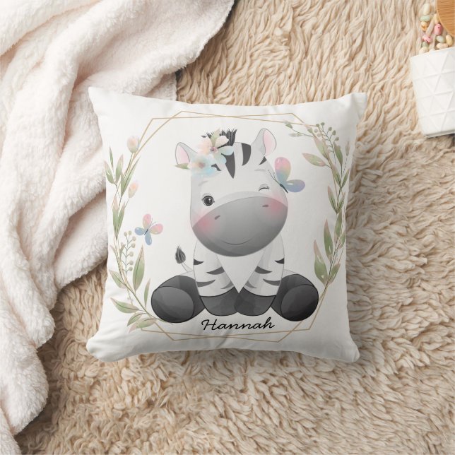 Kute Baby Zebra Flower WAN-namn Kudde (Filt)