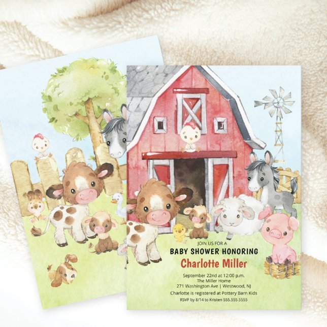 Kute Barnyard-vännernas inbjudan till babyskor (Skapare uppladdad)