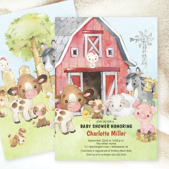 Kute Barnyard-vännernas inbjudan till babyskor (Skapare uppladdad)