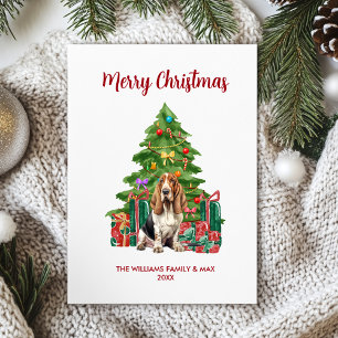 Kute Basset Hound Hund Family jul Julkort