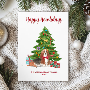 Kute Basset Hound Hund Family jul Julkort