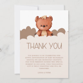 Kute Bear Gender Neutral Baby Shower Tack Kort