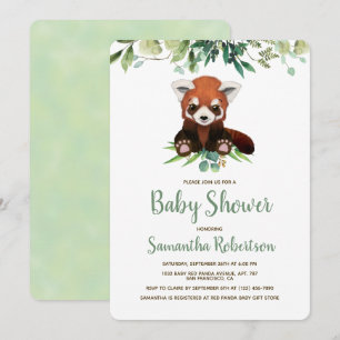Kute Bear Greenery Gender Neutral Baby Shower Inbjudningar