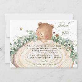 Kute Bear Greenery Gender Neutral Baby Shower Tack Kort