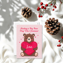 Kute Bear Heart Pillow Heartfilt Julmeddelande