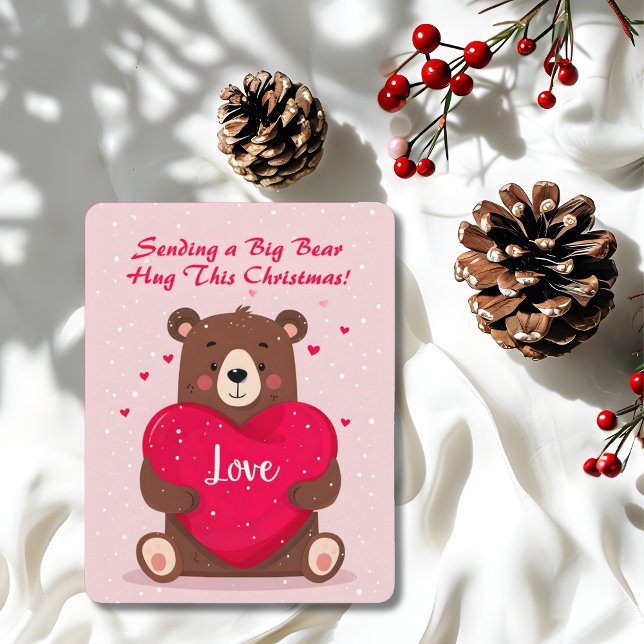 Kute Bear Heart Pillow Heartfilt Julmeddelande Julkort (Skapare uppladdad)