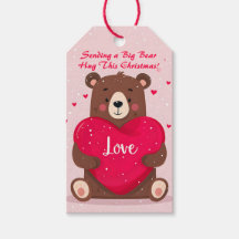 Kute Bear Heart Pillow Heartfilt Julmeddelande