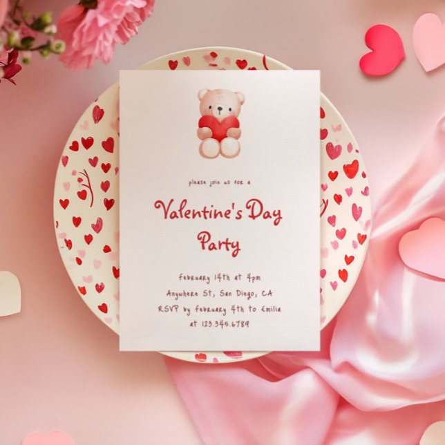 Kute Bear Hearts Alla hjärtans dagars bjudande Inbjudningar (Skapare uppladdad)