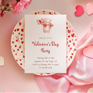 Kute Bear Hearts Alla hjärtans dagars bjudande Inbjudningar