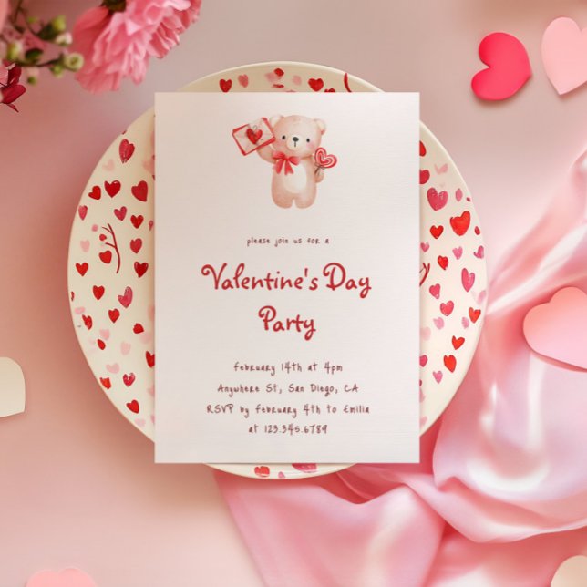 Kute Bear Hearts Alla hjärtans dagars bjudande Inbjudningar (Skapare uppladdad)
