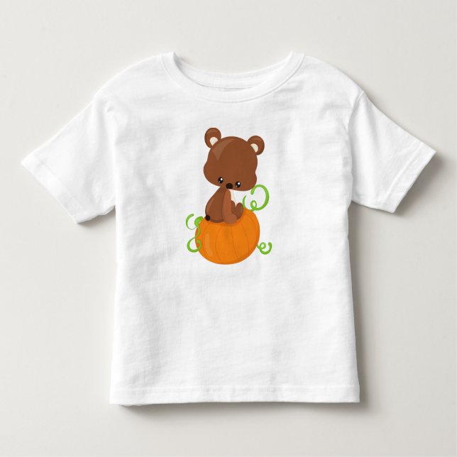 Kute Bear, Little Bear, Brown Bear, Pumpkin T Shirt (Framsida)