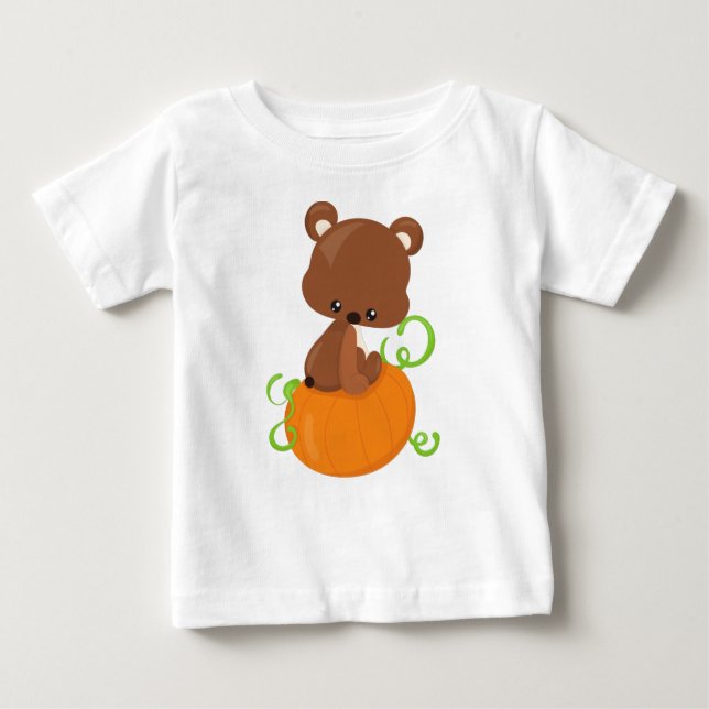 Kute Bear, Little Bear, Brown Bear, Pumpkin T Shirt (Framsida)
