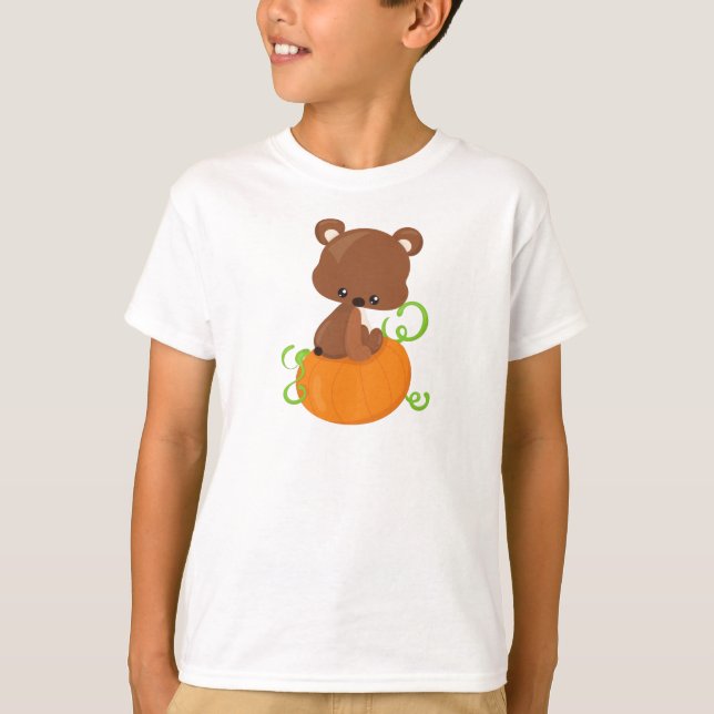 Kute Bear, Little Bear, Brown Bear, Pumpkin T Shirt (Framsida)