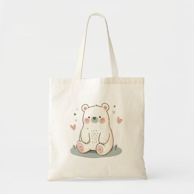 Kute Bear Tote Bag | Aktiv design Tygkasse (Framsidan)