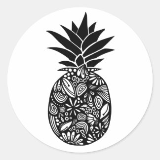Kute Black and White Pineapple Sticker Runt Klistermärke