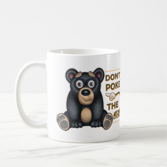 Kute Black Bear Poke inte Bear Kaffemugg (Vänster)