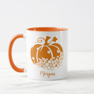 Kute Blommigt Halloween eller Thanksgiving Pumpkin Mugg