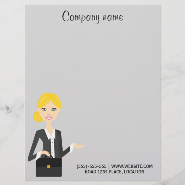 Kute Blonde Business Woman Illustration Brevhuvud (Framsida)