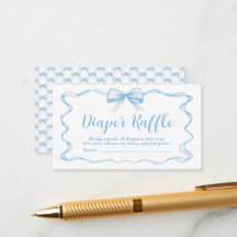 Kute Blue Bow Boy Ribbon Baby Shower Raffle