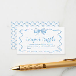 Kute Blue Bow Boy Ribbon Baby Shower Raffle Tilläggskort